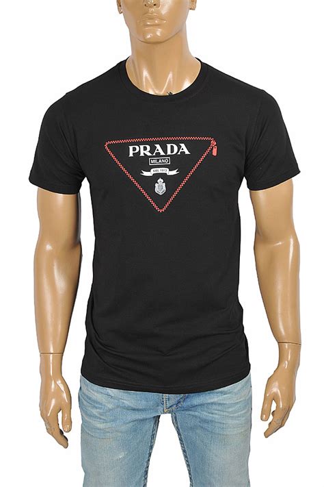 prada t shirt red logo|prada cettire men's shirt.